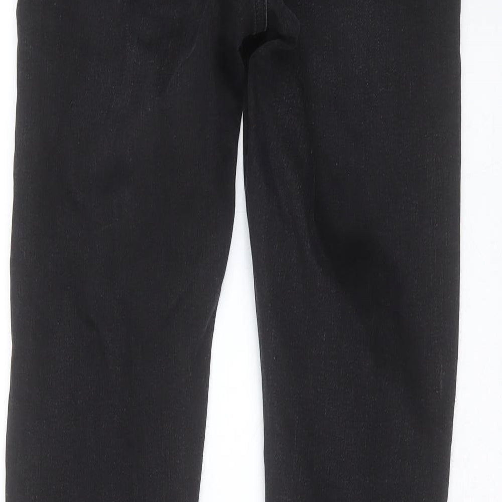Brand and care label for ASOS women’s black cotton skinny jeans, size UK 26, in, 29-inch leg extra-slim zip
