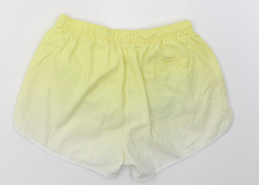 11 degrees Womens Yellow Polyester Sweat Shorts Size S L3 in Regular Tie