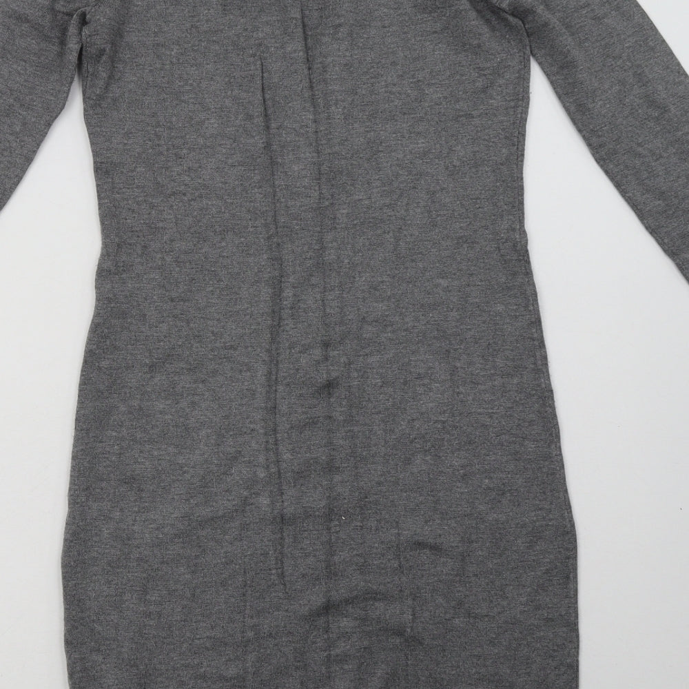 inwear Womens Grey Viscose Jumper Dress Size XS V-Neck Pullover