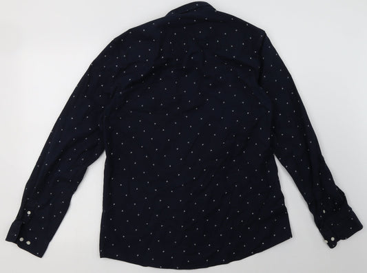 Mens UK Size L NEXT Blue Button-Up Long Sleeve Casual Shirt