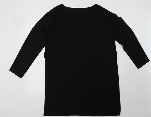 SheIn Womens Black Polyester A-Line Size M Boat Neck Pullover