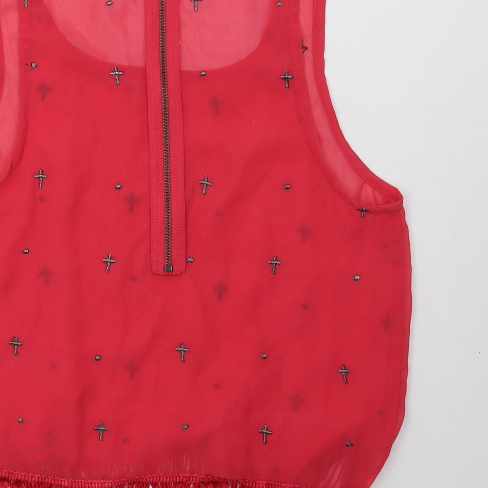 Womens UK Size 10 Crafted Pink Basic Tank
