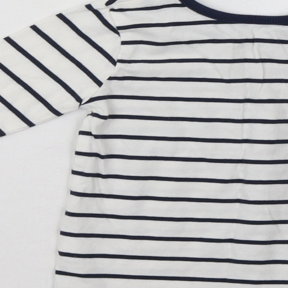 Brand and care label for George Baby White Striped Cotton Basic Casual, size 6-9, Months Crew Neck Pullover