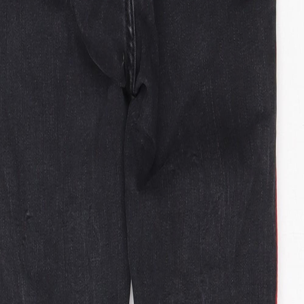 Zara Womens Grey Striped Cotton Skinny Jeans Size 8 L26 in Regular Button