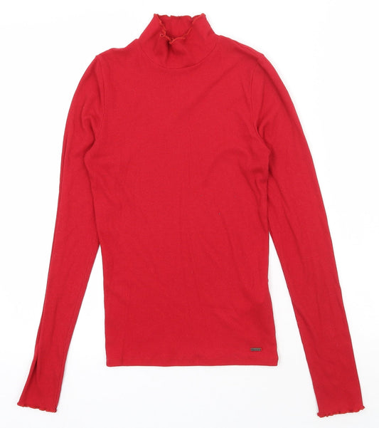 Womens UK Size S Hollister Red Basic T-Shirt