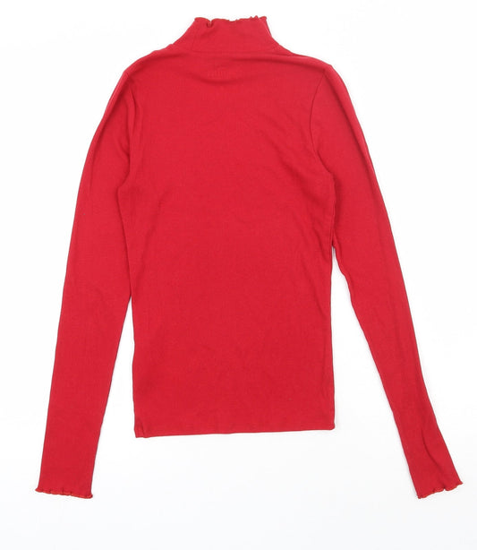 Womens UK Size S Hollister Red Basic T-Shirt