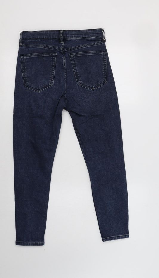 Topshop Womens Blue Cotton Skinny Jeans Size 28 L28 in Regular Button