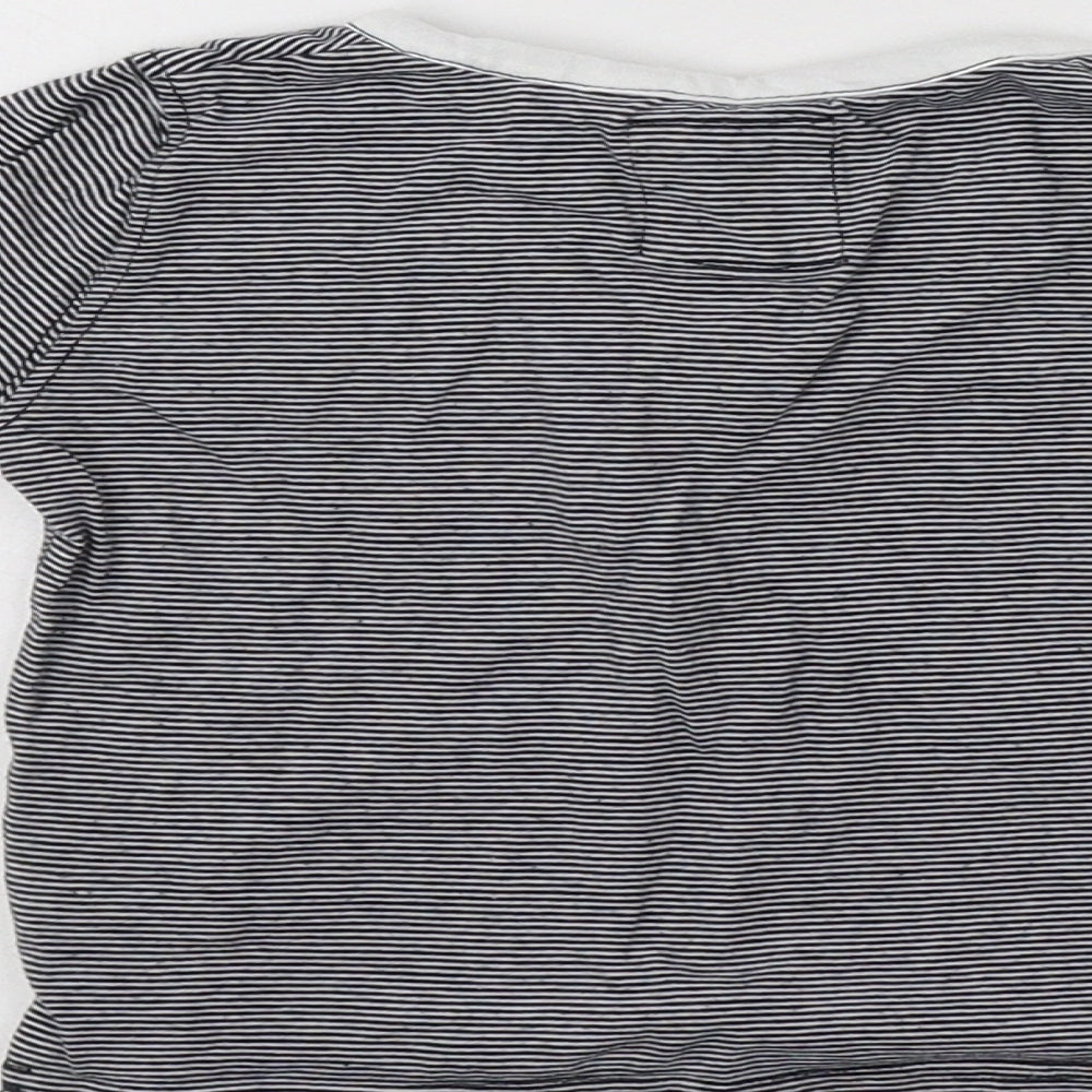 NEXT Baby Blue Striped Cotton Basic Blouse Size 9-12 Months Henley Button