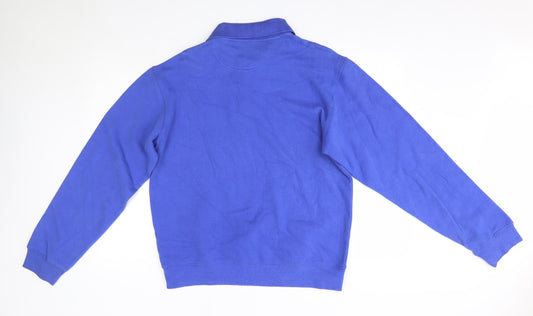 Preworn Mens Blue Collared Cotton Pullover Jumper Size S
