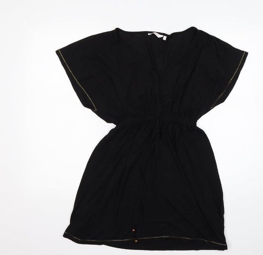 Additional front view of Papaya women’s black polyester fit & flare, size S, v-neck