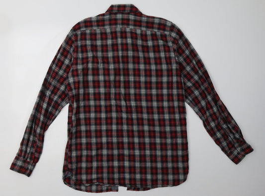 Gap Mens Red Check Cotton Polo Size M Collared Button