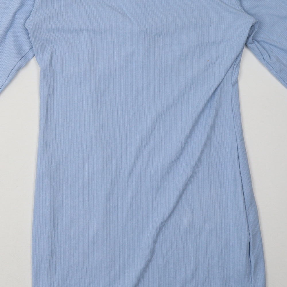 brave sould Womens Blue Cotton Bodycon Size L V-Neck Pullover