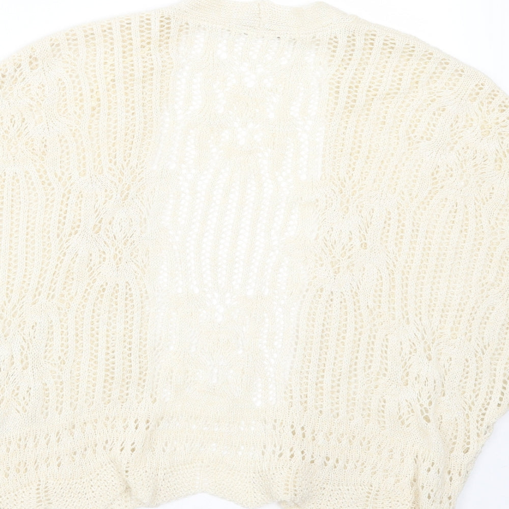 George Womens Beige V-Neck Geometric Acrylic Cardigan Jumper Size S