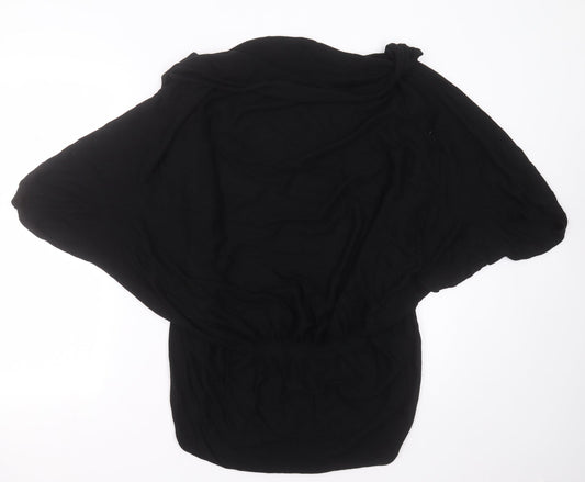 Crafted Womens Black V-Neck Viscose Cardigan Jumper Size 14