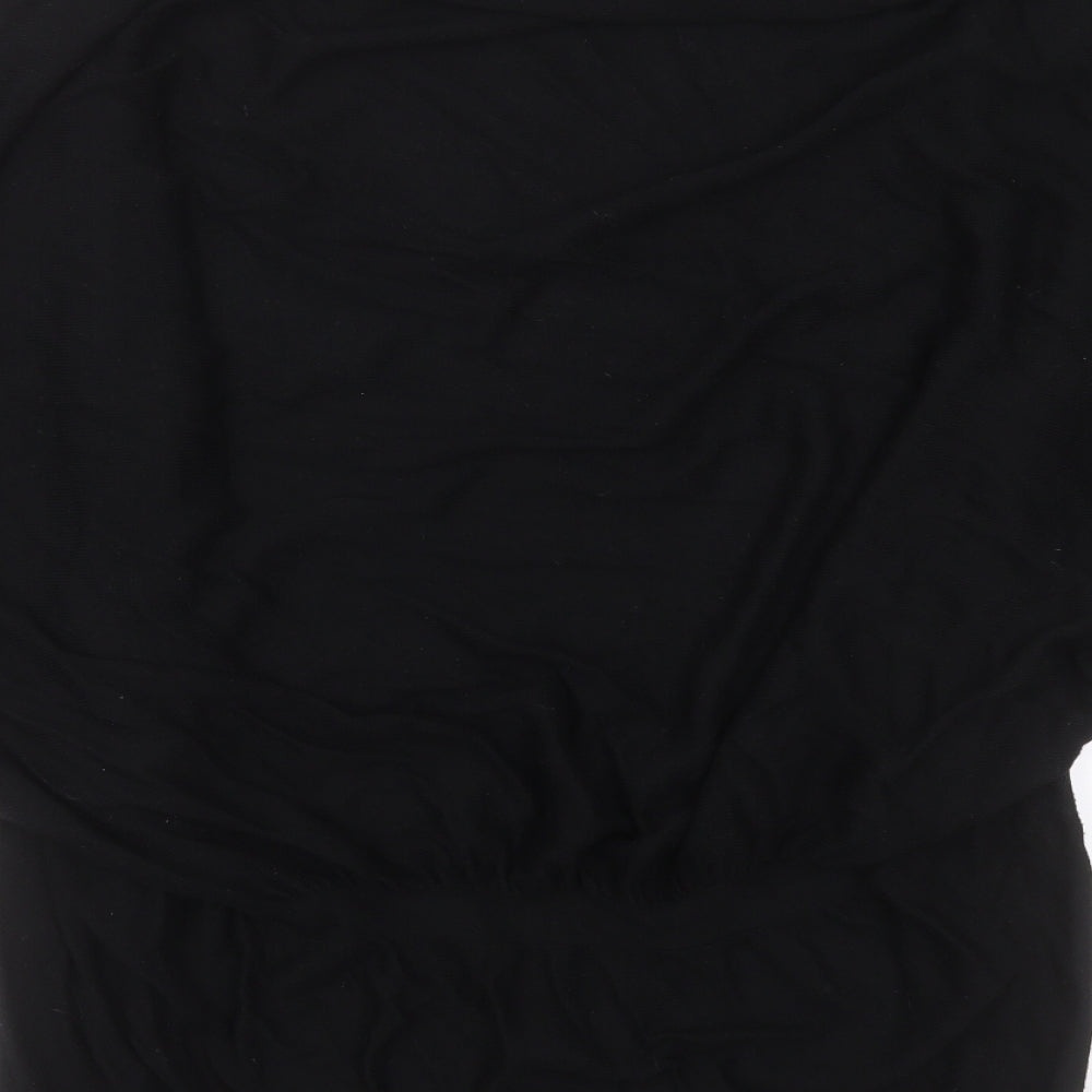 Brand and care label for Crafted women’s black v-neck viscose cardigan jumper, size UK 14