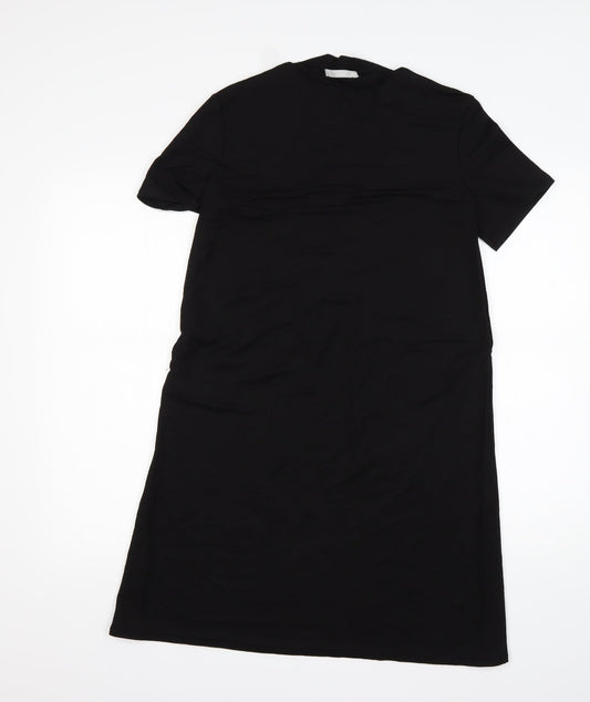 Zara Womens Black Cotton A-Line Size S V-Neck
