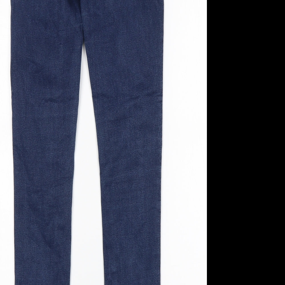 Brand and care label for Mama-licious women’s blue cotton skinny jeans, size UK 29, in, 32-inch leg regular
