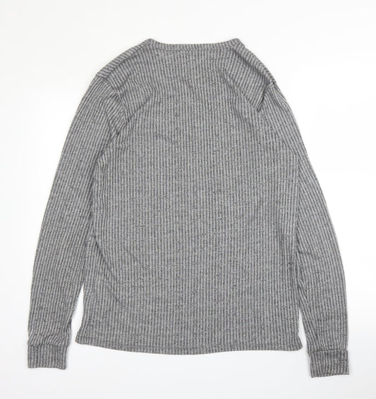 Topman Mens Grey Round Neck Viscose Pullover Jumper Size XL