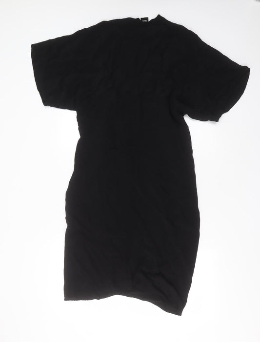 ASOS Womens Black Viscose Shift Size 8 V-Neck - tie Front Detail