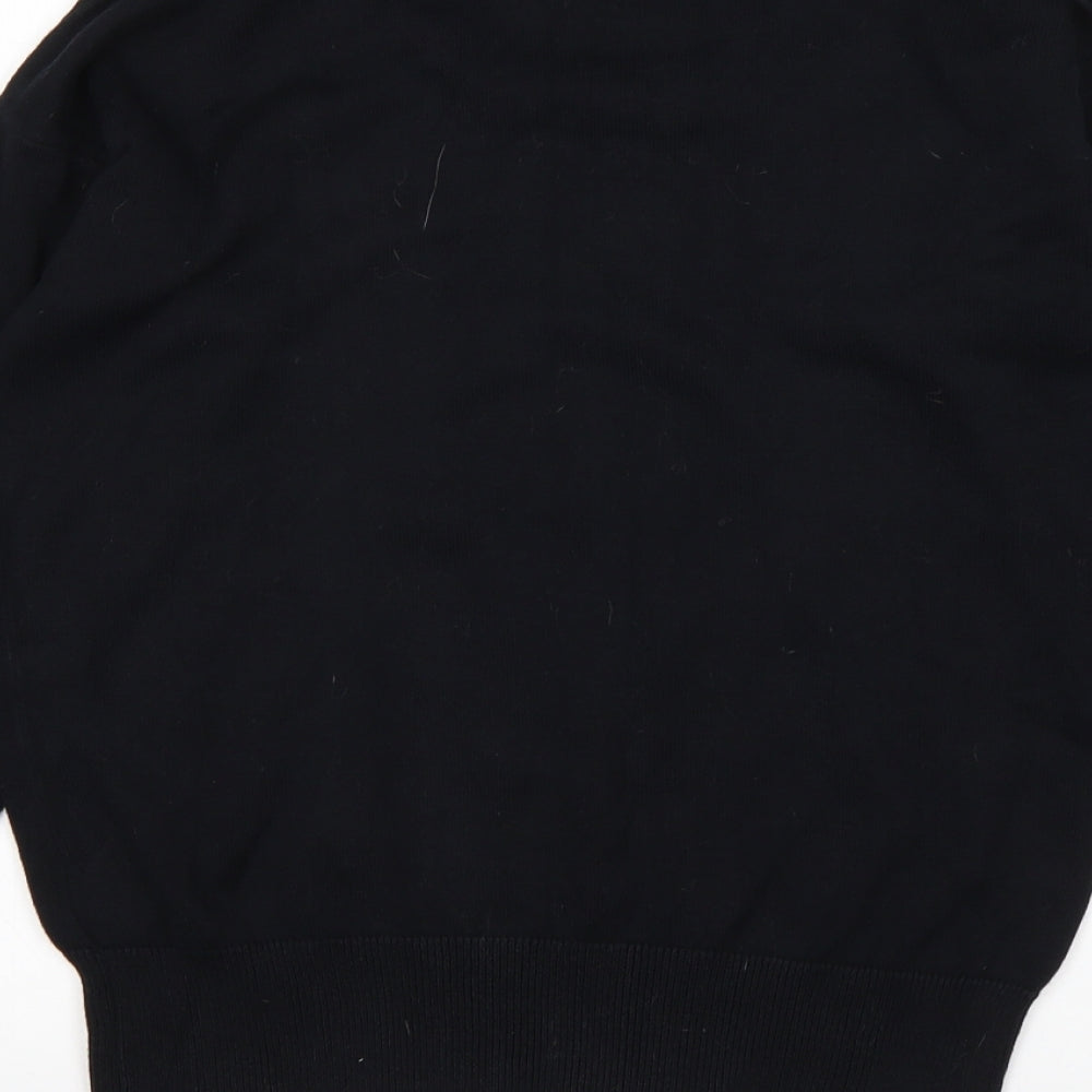 Avenue Womens Black Round Neck Cotton Pullover Jumper Size S