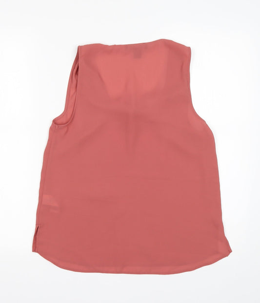 Primark Womens Pink Polyester Basic Blouse Size 8 V-Neck