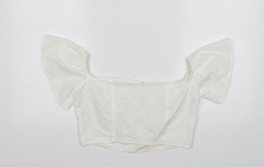 Womens UK Size 10 Missguided White Cropped Blouse