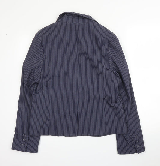 Primark Womens Blue Striped Cotton Jacket Blazer Size 14