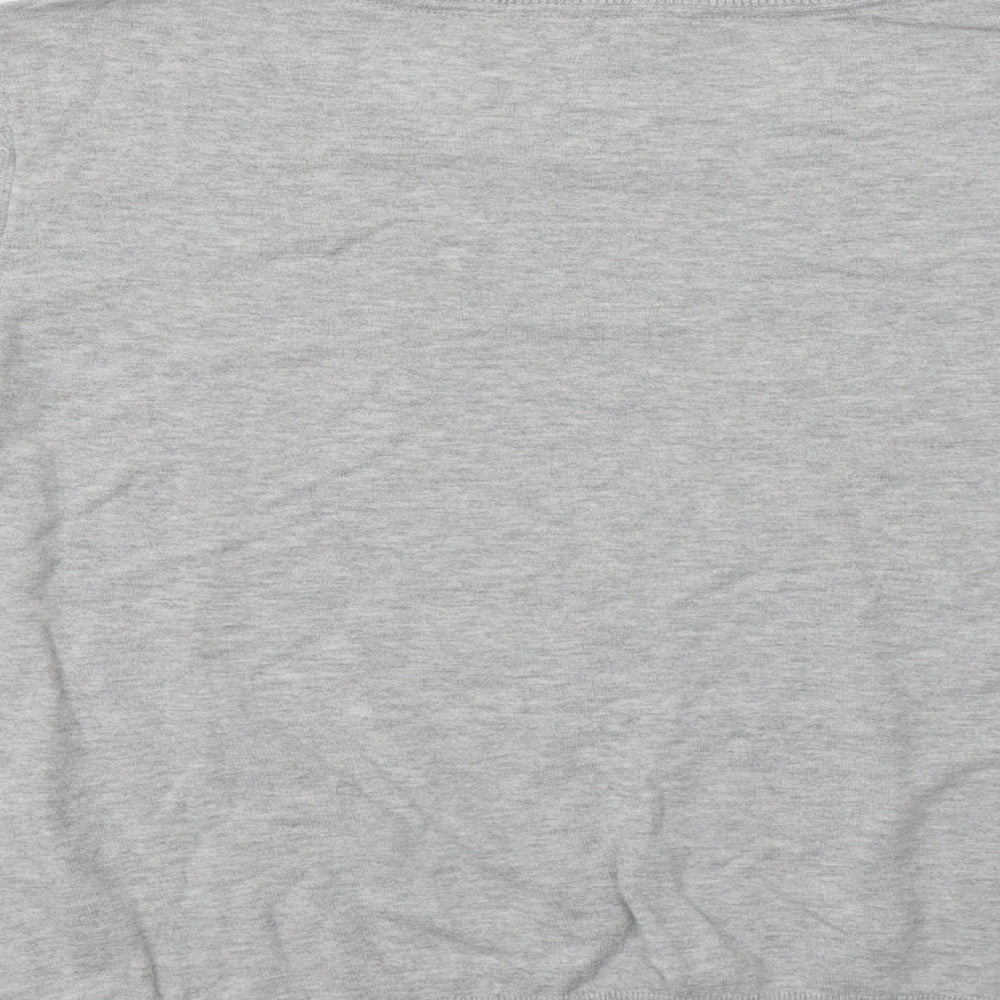 Brand and care label for Laura As women’s grey round neck cotton jumper, size UK 16