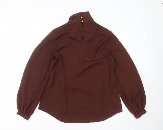 Primark Womens Brown Polyester Basic Blouse Size 8 Collared
