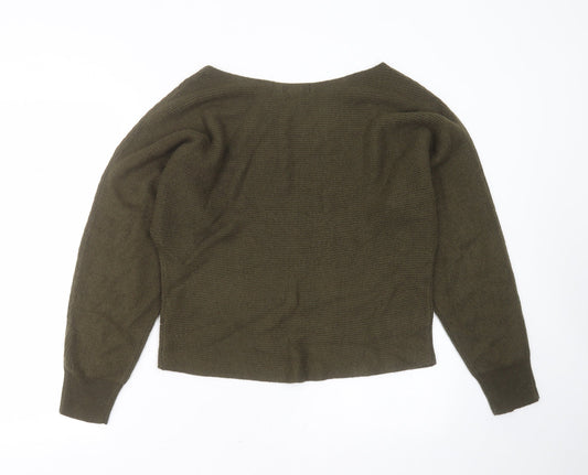New Look Womens Green Boat Neck Acrylic Pullover Jumper Size M