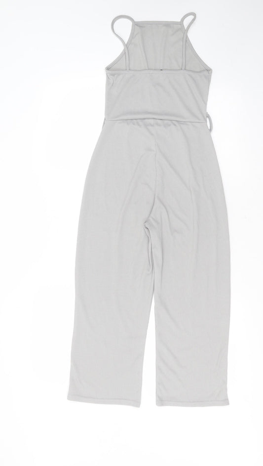 Boohoo Womens Grey Striped Polyester Jumpsuit One-Piece Size 4 L20 in