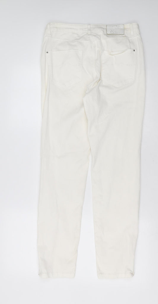 Monsoon Womens White  Cotton Skinny Jeans Size 12 L30 in Slim Zip