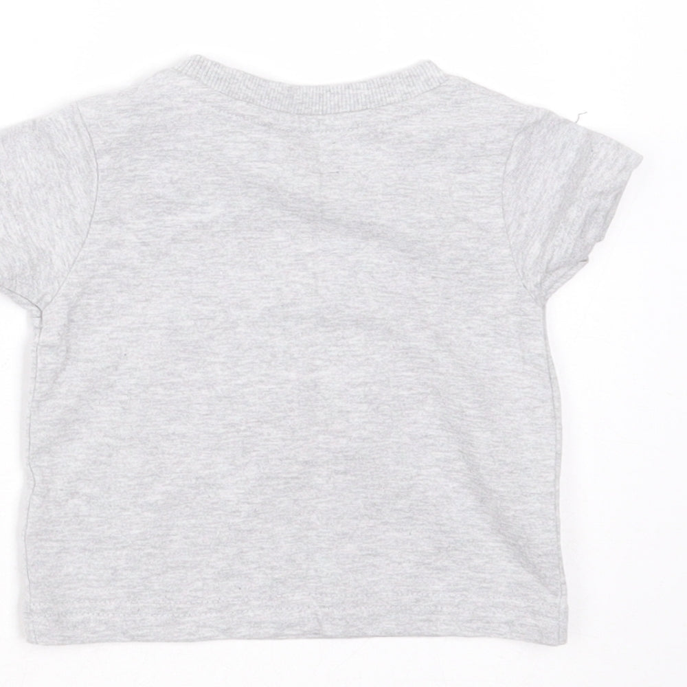 Nutmeg Baby Grey Cotton Basic T-Shirt Size 0-3 Months Round Neck - mini boss