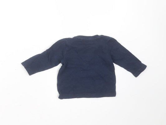River Island Baby Blue Striped Cotton Basic T-Shirt Size Newborn Round Neck