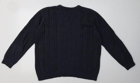 F&F Mens Blue Geometric Acrylic Pullover Sweatshirt Size L