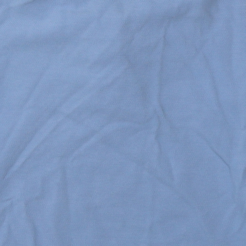 Brand and care label for Matalan boys’ blue cotton basic polo, size 5, years collared button - school wear