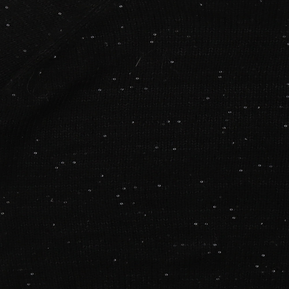 Brand and care label for Store Twenty One women’s black acrylic pullover sweatshirt, size L, pullover - sequin detail