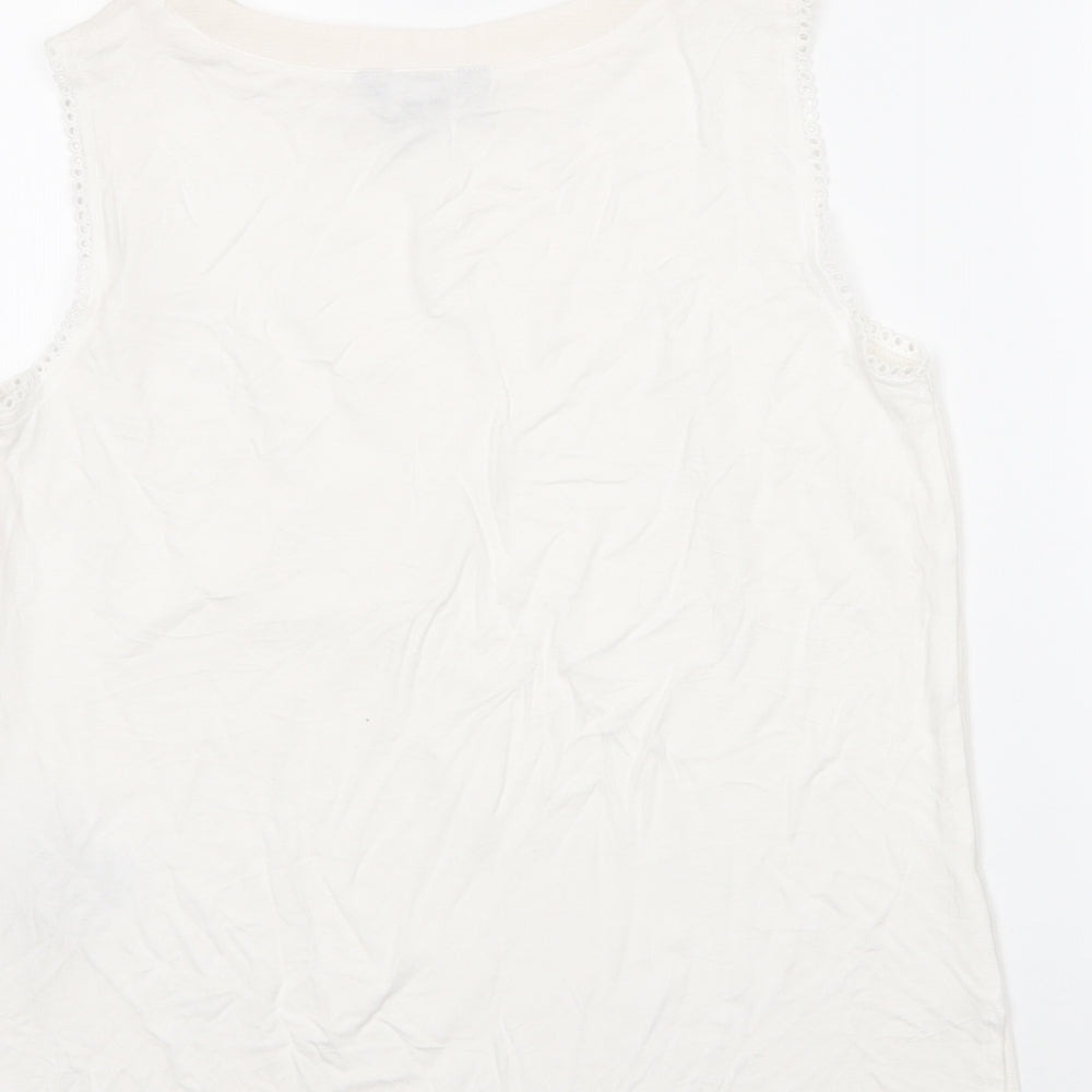 N ew Look Womens White Polyester Basic Blouse Size 10 Round Neck