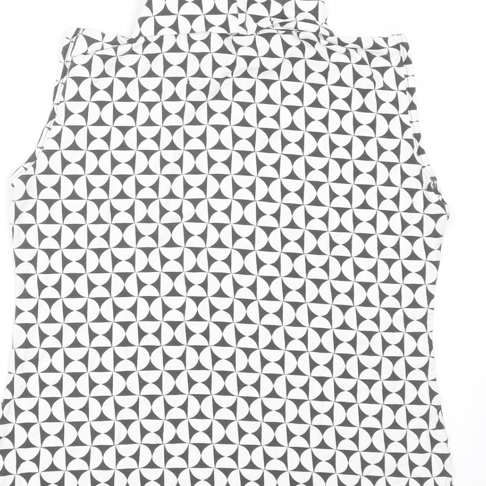 Sisters Point Womens White Geometric Polyester Basic Blouse Size S Round Neck