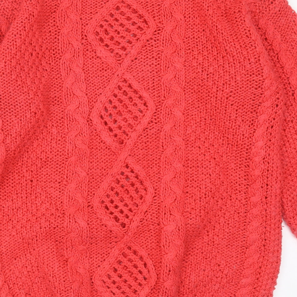 Brand and care label for Expressions women’s pink round neck geometric acrylic jumper, size UK 12