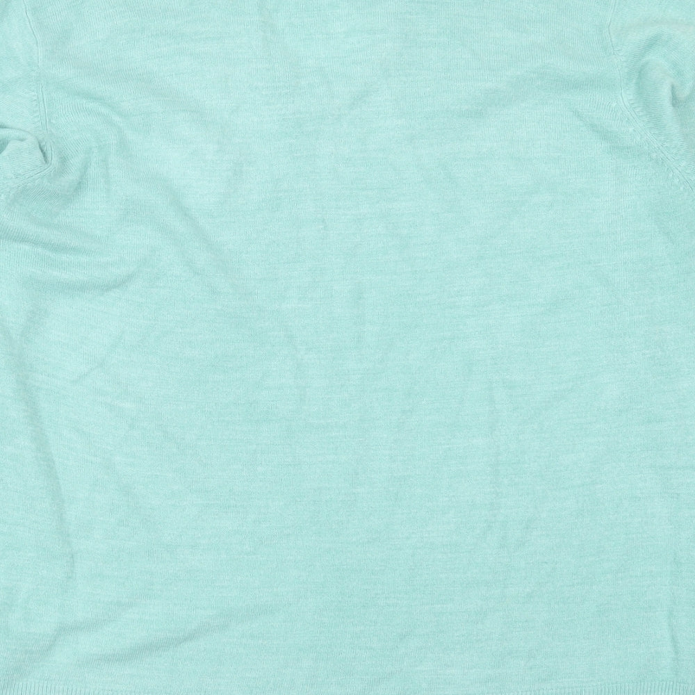 Marks and Spencer Mens Green V-Neck Acrylic Pullover Jumper Size L