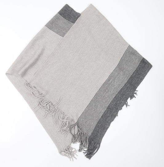 F&F Womens Grey V-Neck Striped Acrylic Pullover Jumper One Size