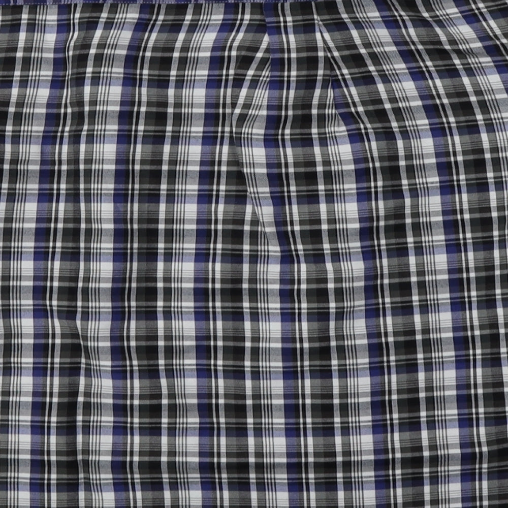 signal extra Mens Black Check Cotton Button-Up Size L Collared Button