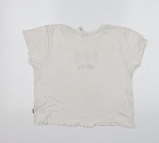 Womens UK Size M New Look White Cropped T-Shirt