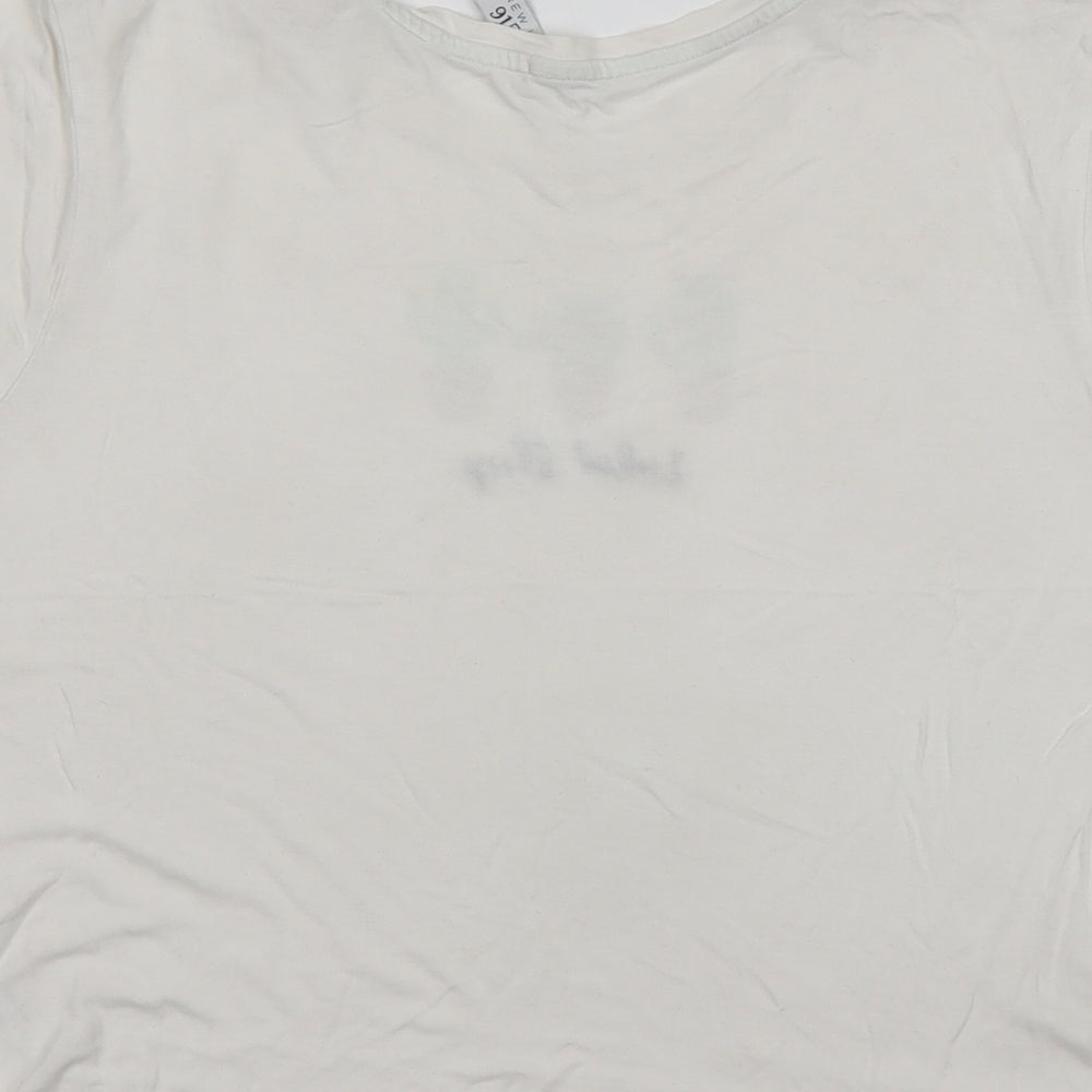 Womens UK Size M New Look White Cropped T-Shirt