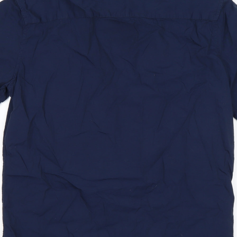 Mens UK Size M New Look Blue Button-Up Short Sleeve Casual Shirt