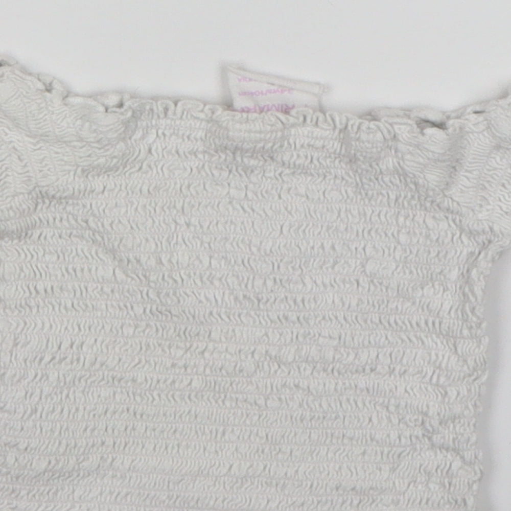 Primark Girls White Polyester Basic Blouse Size 3-4 Years Off the Shoulder
