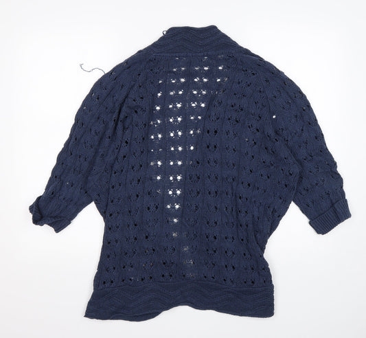 B. You Womens Blue V-Neck Acrylic Cardigan Jumper Size 12