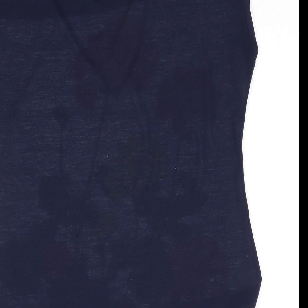 F&F Womens Blue Floral Polyester Basic Blouse Size 10 Round Neck