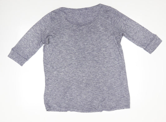 George Womens Blue Viscose Basic Blouse Size 16 Round Neck